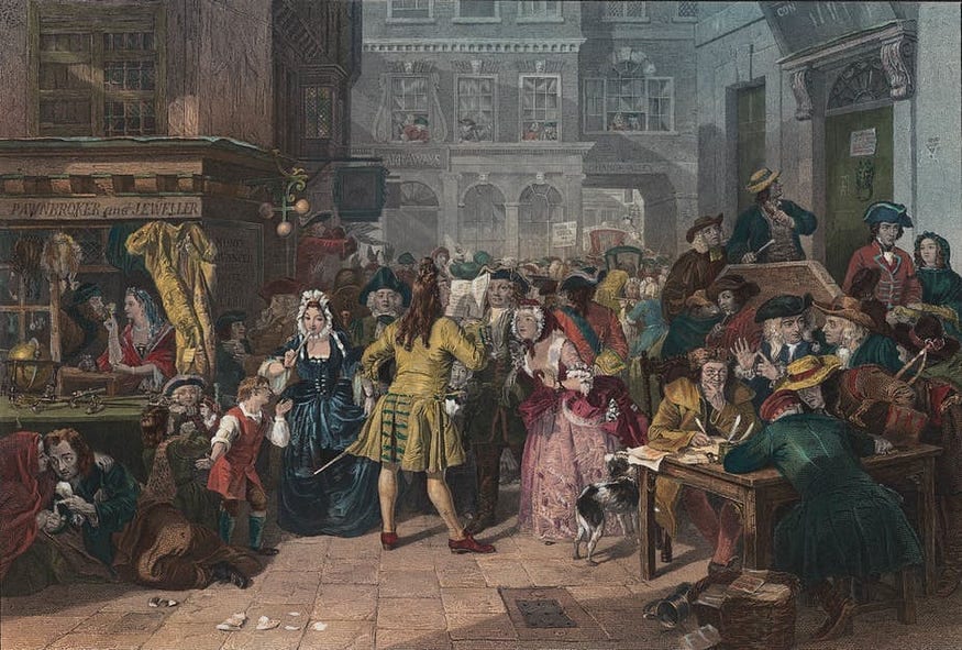 Speculators trading South Sea Company Shares in 1720 (Edward Matthew Ward, Tate Gallery)